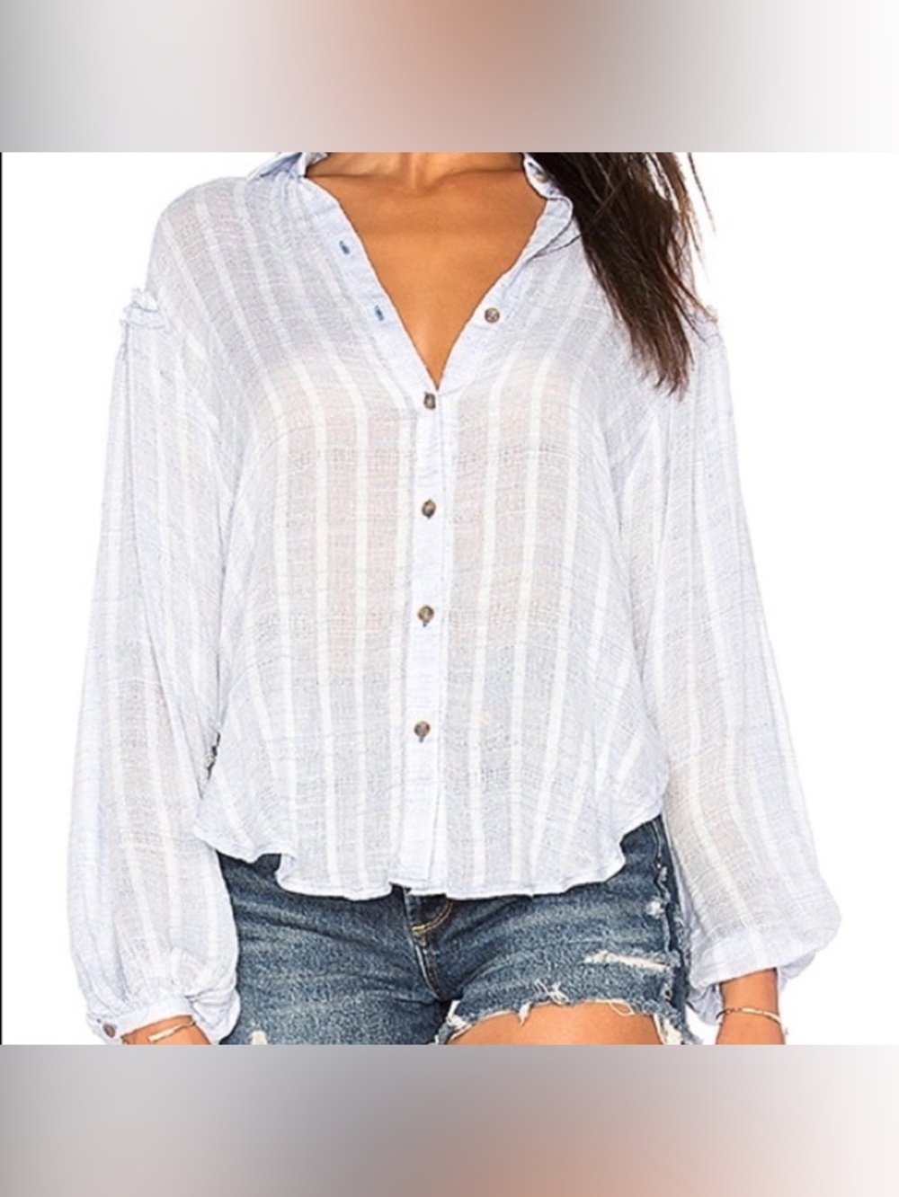 Free People Headed to the Highlands blue top, XS